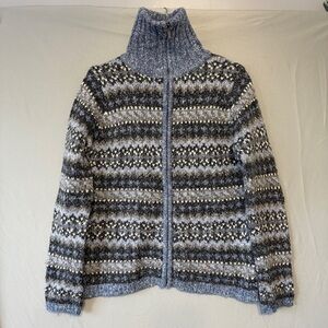 VTG One on One Wool Blend Full Zip Jacket Medium Cottagecore Grandpa Mock Neck
